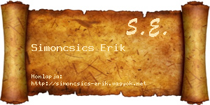 Simoncsics Erik névjegykártya